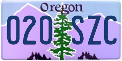 OR license plate 020SZC