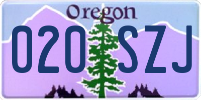 OR license plate 020SZJ