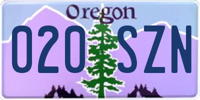 OR license plate 020SZN