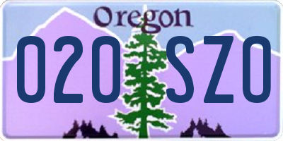 OR license plate 020SZO