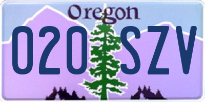 OR license plate 020SZV