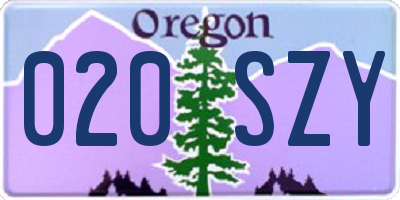 OR license plate 020SZY
