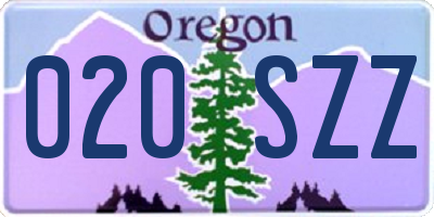 OR license plate 020SZZ
