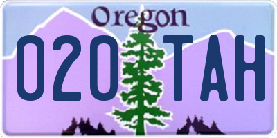 OR license plate 020TAH