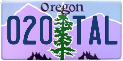 OR license plate 020TAL