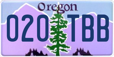 OR license plate 020TBB