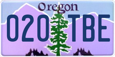 OR license plate 020TBE