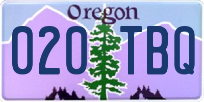 OR license plate 020TBQ