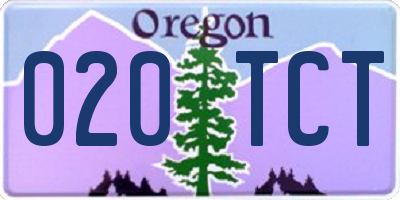 OR license plate 020TCT