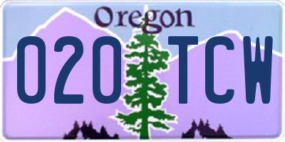 OR license plate 020TCW