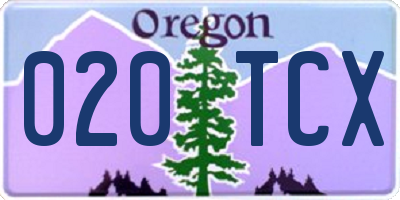 OR license plate 020TCX