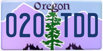 OR license plate 020TDD
