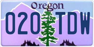 OR license plate 020TDW