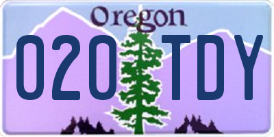OR license plate 020TDY