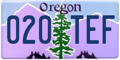OR license plate 020TEF