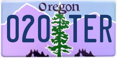 OR license plate 020TER