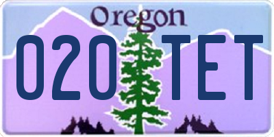OR license plate 020TET