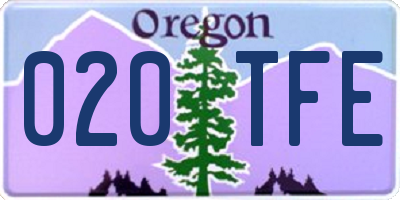 OR license plate 020TFE