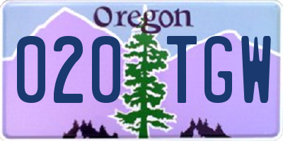 OR license plate 020TGW