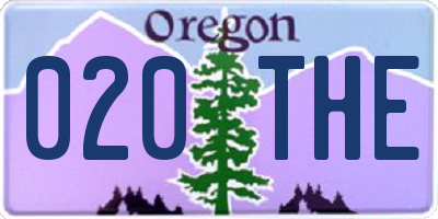 OR license plate 020THE