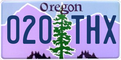 OR license plate 020THX