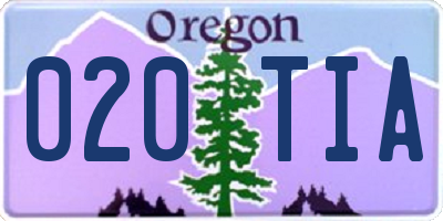 OR license plate 020TIA