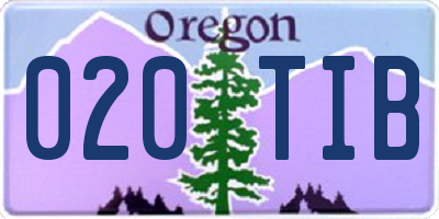 OR license plate 020TIB