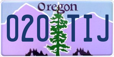 OR license plate 020TIJ