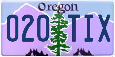 OR license plate 020TIX