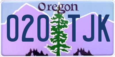 OR license plate 020TJK