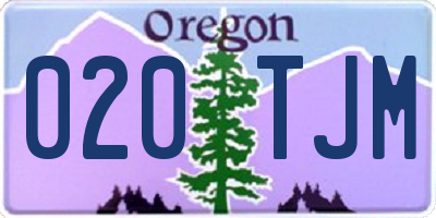 OR license plate 020TJM
