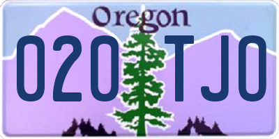 OR license plate 020TJO
