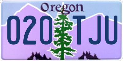 OR license plate 020TJU