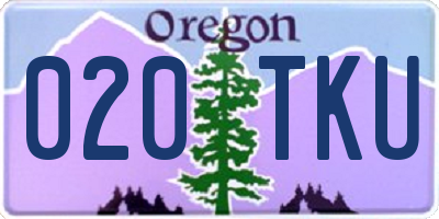 OR license plate 020TKU