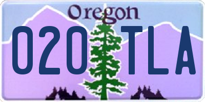 OR license plate 020TLA