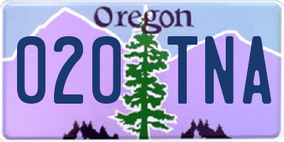 OR license plate 020TNA
