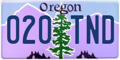 OR license plate 020TND