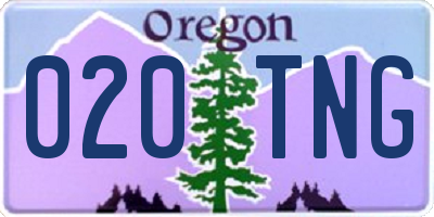 OR license plate 020TNG