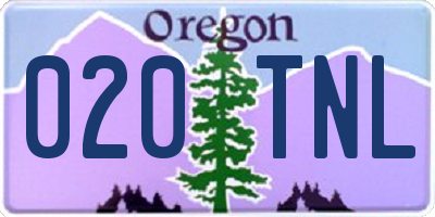 OR license plate 020TNL