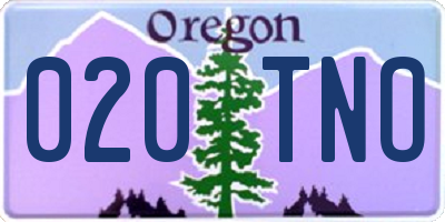 OR license plate 020TNO