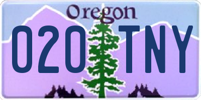 OR license plate 020TNY