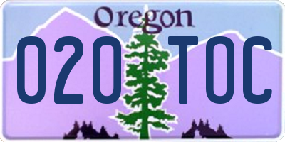 OR license plate 020TOC