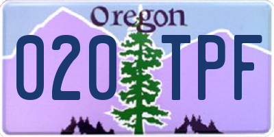OR license plate 020TPF