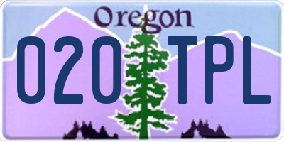 OR license plate 020TPL