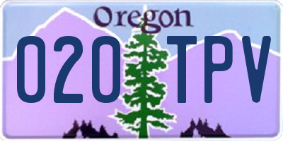 OR license plate 020TPV