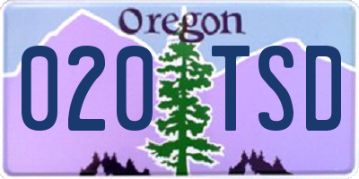 OR license plate 020TSD