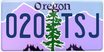 OR license plate 020TSJ