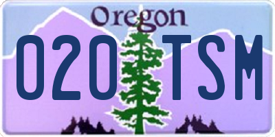 OR license plate 020TSM