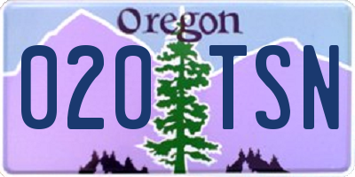OR license plate 020TSN