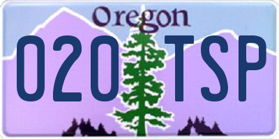 OR license plate 020TSP
